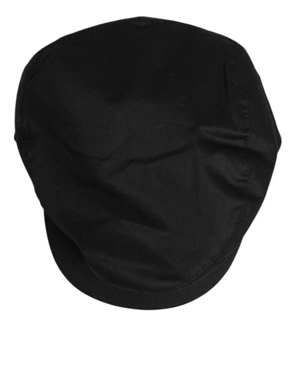 Dolce &amp; Gabbana – Schwarze Newsboy-Mütze aus Baumwollstretch