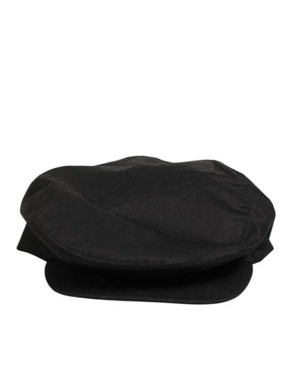 Dolce &amp; Gabbana – Schwarze Newsboy-Mütze aus Baumwollstretch