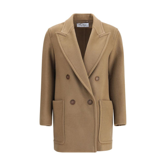 Max Mara Wollmantel aus beigefarbenem Fleece