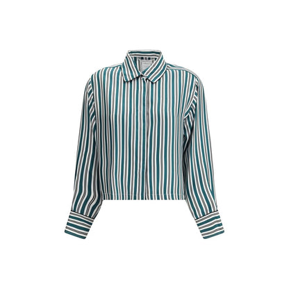 Max Mara Grünes Seidenmusterhemd