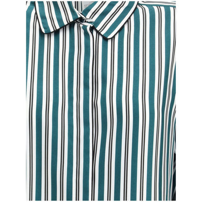 Max Mara Grünes Seidenmusterhemd