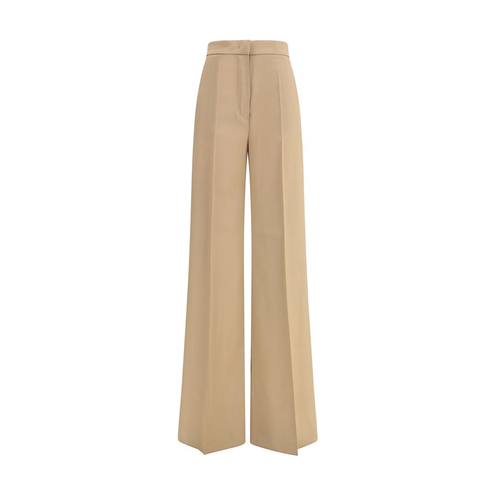 Max Mara Freizeithose aus beigefarbenem Fleece-Wollstoff