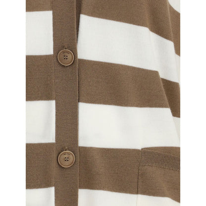 Max Mara braune Fleece-Woll-Strickjacke