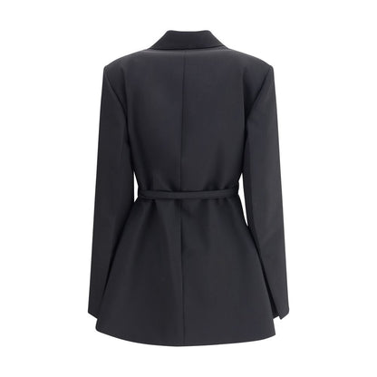 Max Mara Schwarzer Fleece-Mantel aus Wolle in voller Länge