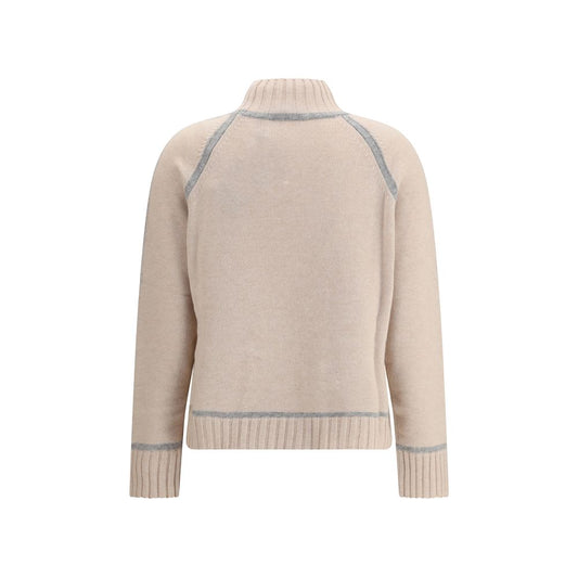 Max Mara Beige Woll-Rollkragenpullover