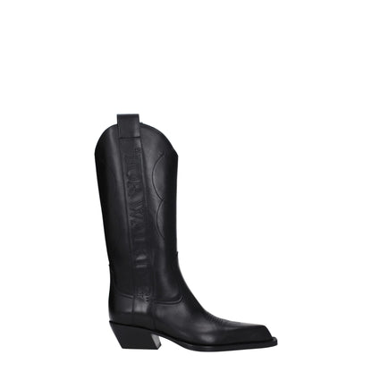 Off-White – Schwarze Lederstiefel mit hohem Absatz
