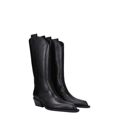 Off-White – Schwarze Lederstiefel mit hohem Absatz