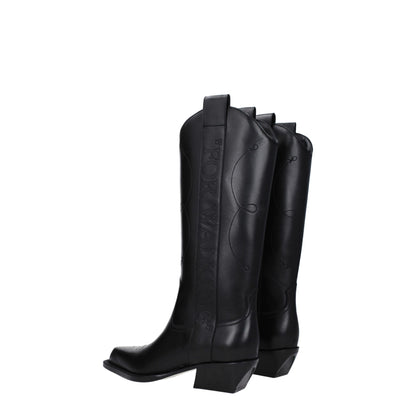 Off-White – Schwarze Lederstiefel mit hohem Absatz