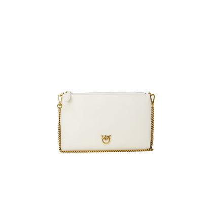 PINKO Cream Leather Clutch Bag