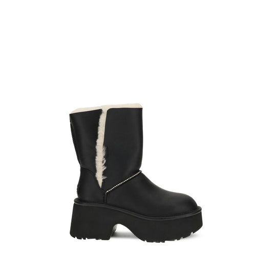 UGG Black Leather Flat Boots