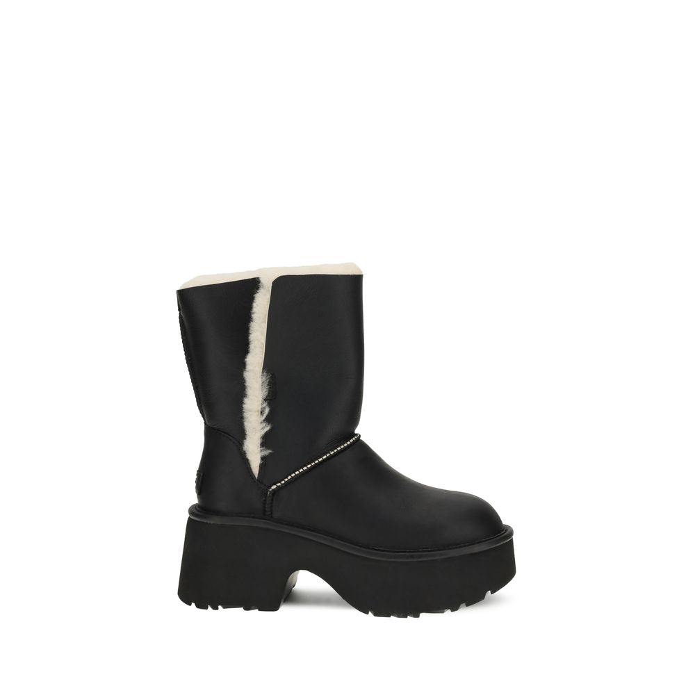UGG Black Leather Flat Boots