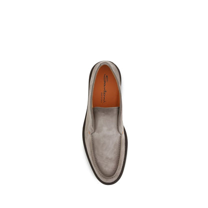 Santoni Gray Calf Leather Bos Taurus Ankle Boots