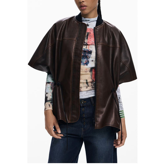Desigual Brauner Polyethylen-Poncho für Damen