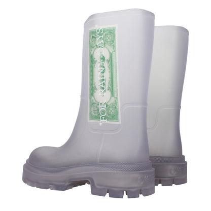Stiefeletten aus transparentem PVC in Off-White