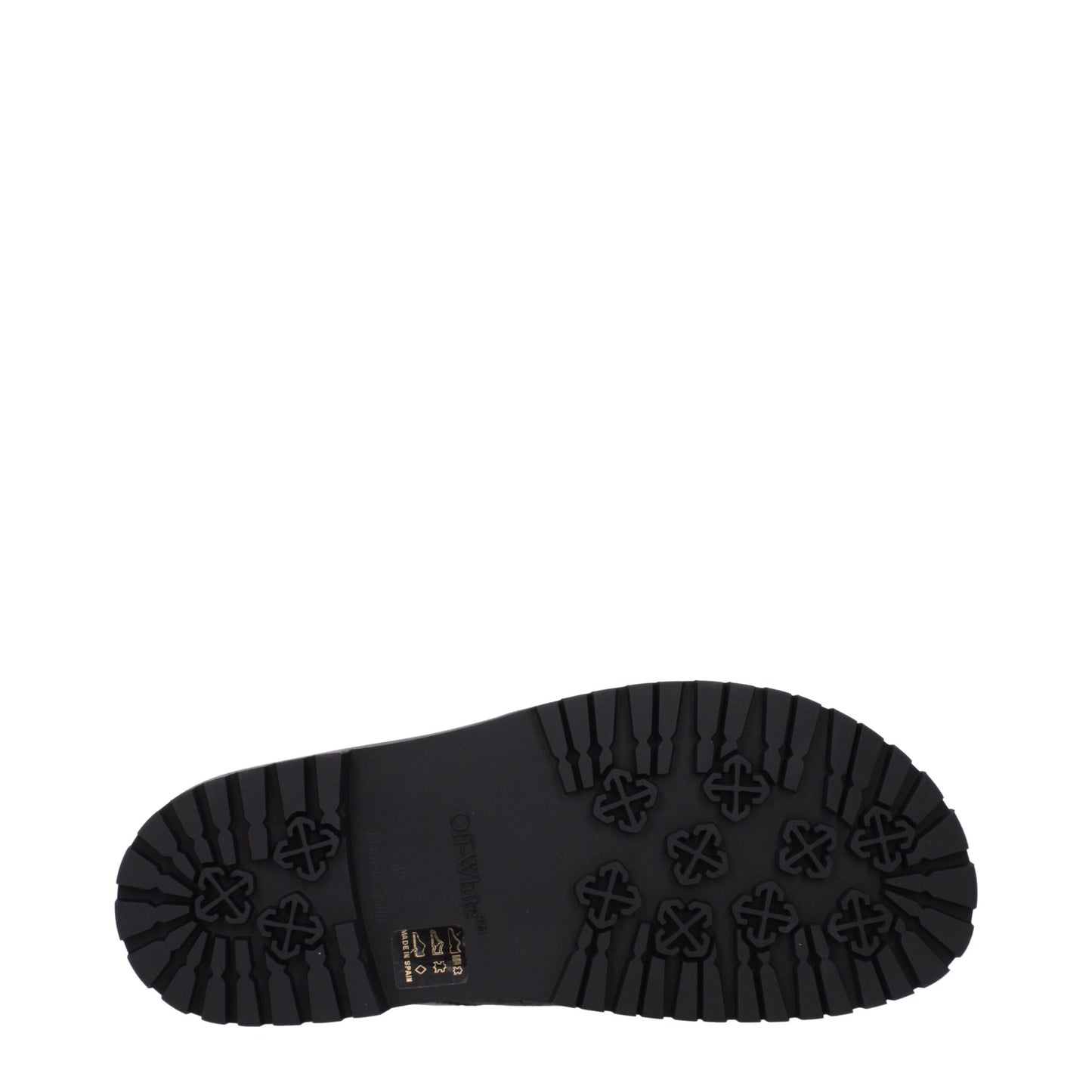Off-White – Flache Sandalen aus grünem Stoff