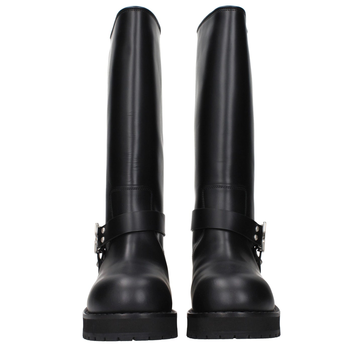 Off-White – Flache Stiefel aus schwarzem Leder