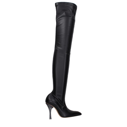 Off-White Overknee-Stiefel aus schwarzem Leder