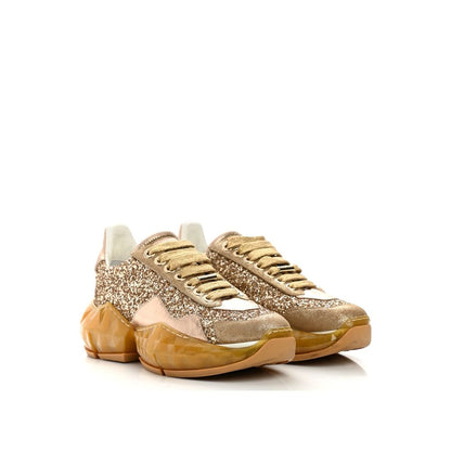Jimmy Choo Sneaker aus goldfarbenem Kalbsleder mit dicker Sohle