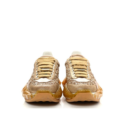 Jimmy Choo Sneaker aus goldfarbenem Kalbsleder mit dicker Sohle