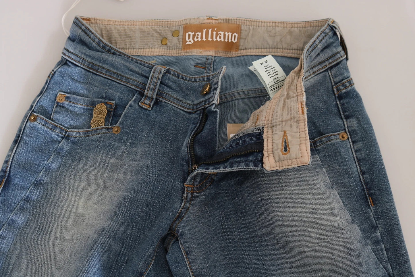 John Galliano – Blau verwaschene Skinny-Casual-Jeans mit mittlerer Taille