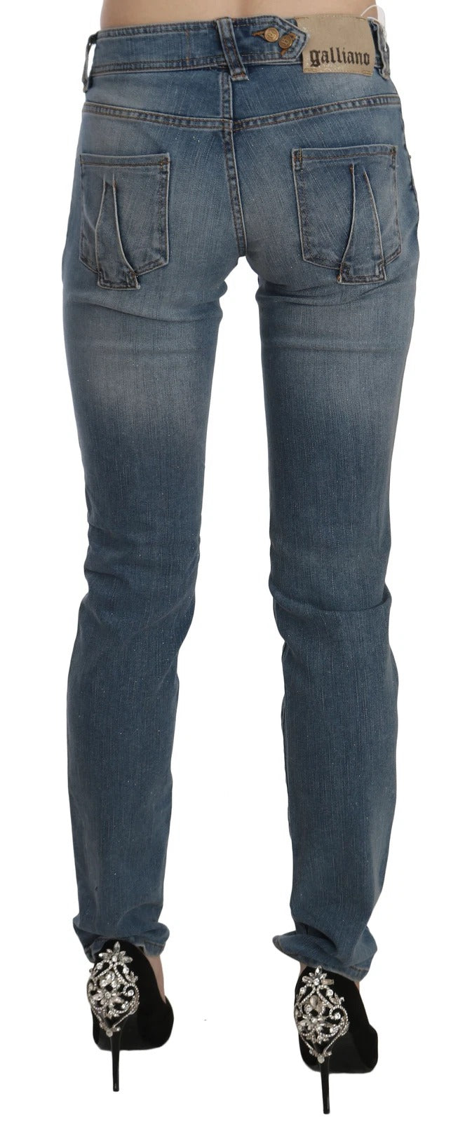 John Galliano – Blau verwaschene Skinny-Casual-Jeans mit mittlerer Taille