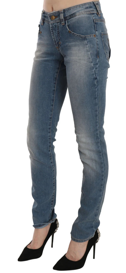 John Galliano – Blau verwaschene Skinny-Casual-Jeans mit mittlerer Taille