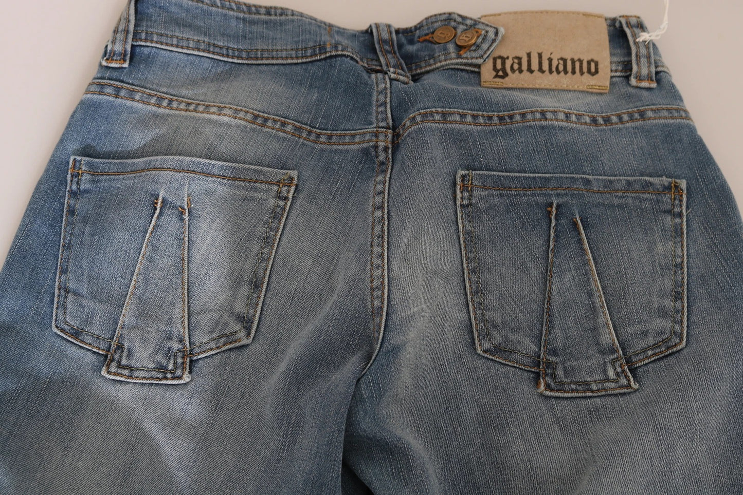 John Galliano – Blau verwaschene Skinny-Casual-Jeans mit mittlerer Taille