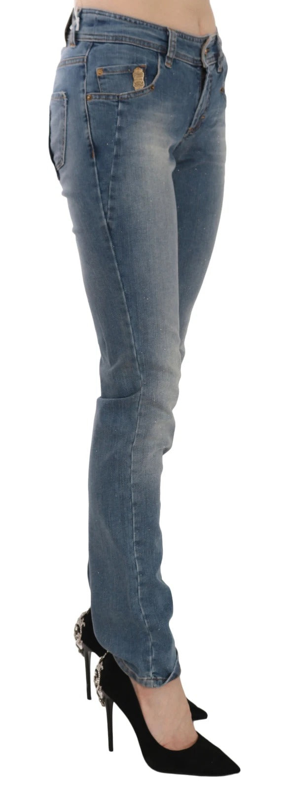 John Galliano – Blau verwaschene Skinny-Casual-Jeans mit mittlerer Taille