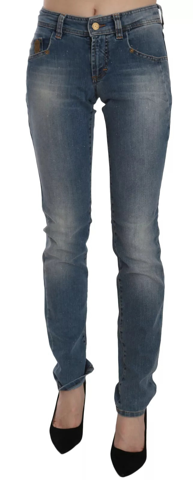 John Galliano – Blau verwaschene Skinny-Casual-Jeans mit mittlerer Taille