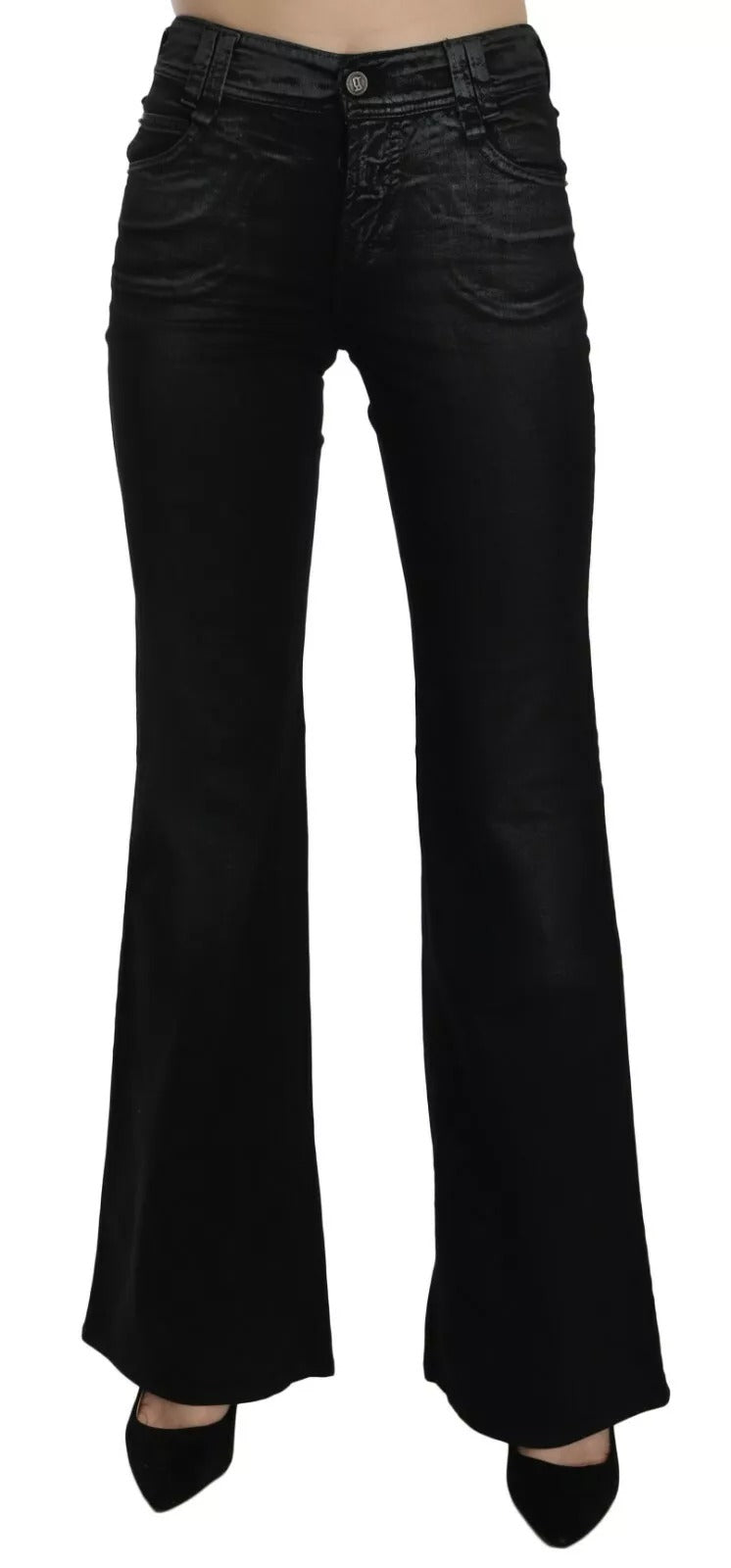 John Galliano Schwarz verwaschene Jeans mit ausgestelltem Schnitt und hoher Taille