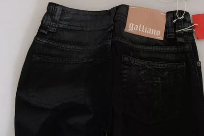 John Galliano Schwarz verwaschene Jeans mit ausgestelltem Schnitt und hoher Taille