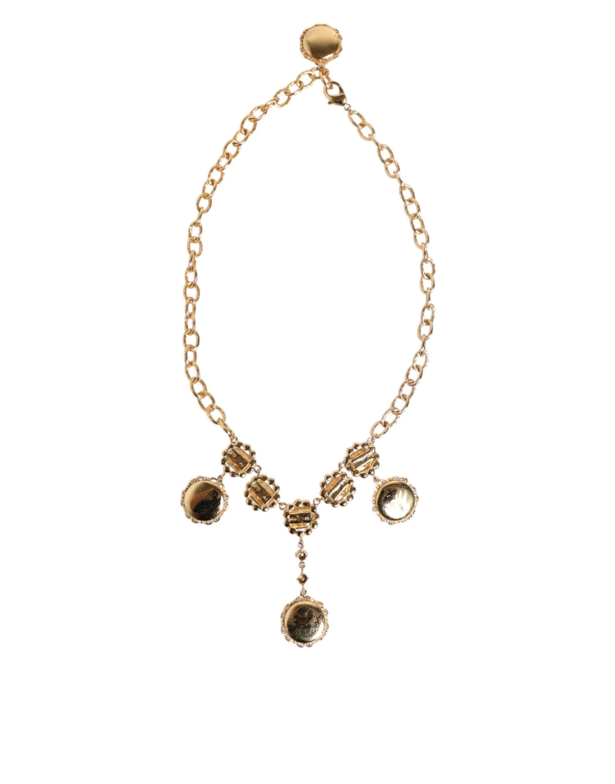 Dolce &amp; Gabbana Goldfarbene Halskette mit Kristall-Uhr-Anhänger