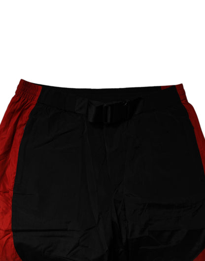 Dolce &amp; Gabbana – Jogginghose aus Nylon mit Leopardenmuster in Schwarz und Rot