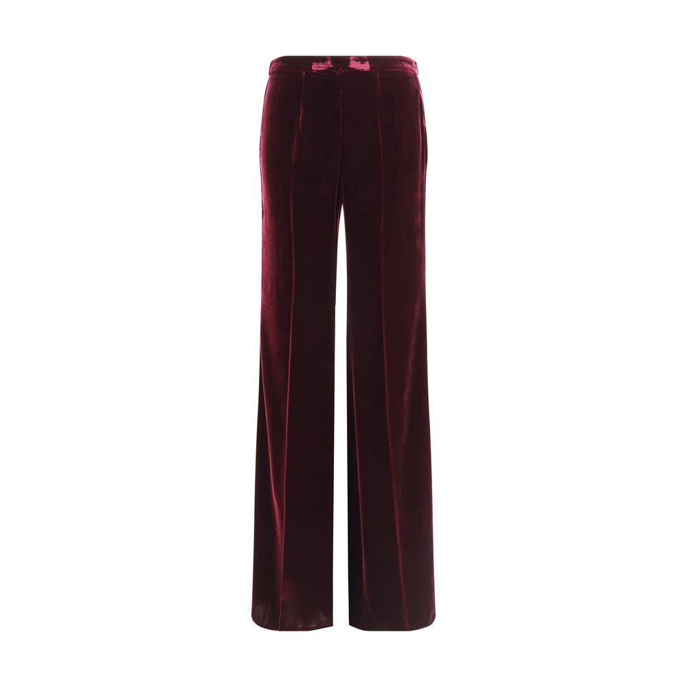 Forte_Forte Bordeaux-Viskose-Hose mit ausgestelltem Bein