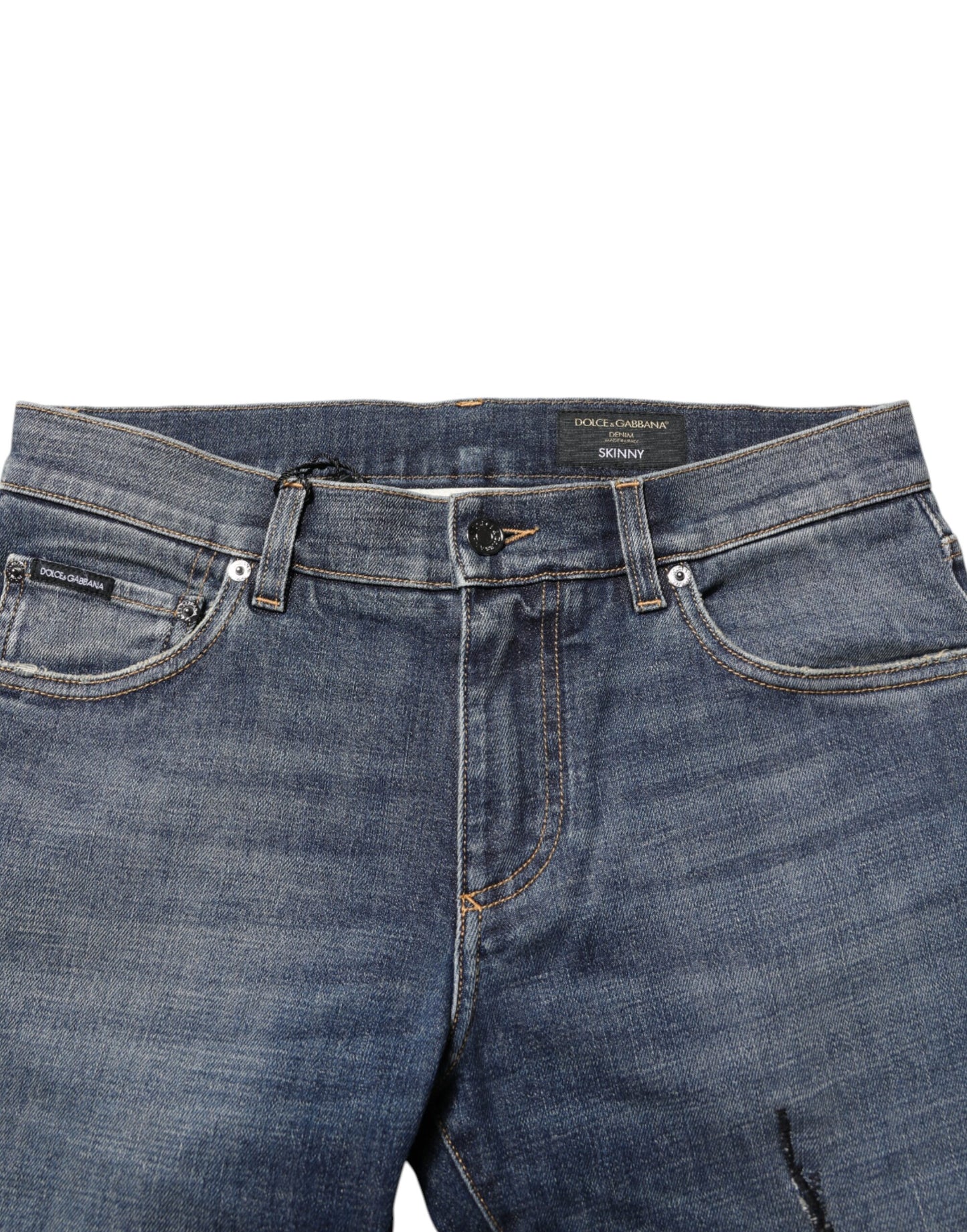 Dolce &amp; Gabbana Blaue Skinny-Jeans aus gewaschener Baumwolle für Herren