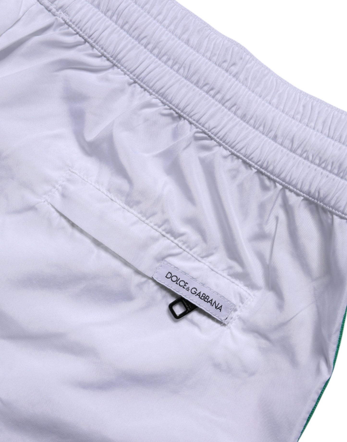 Dolce &amp; Gabbana Weißes Logo Polyester Herren Bademode