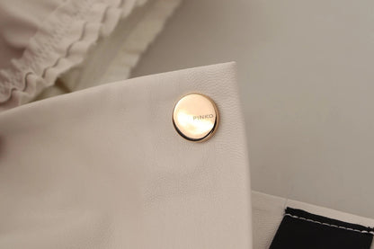 PINKO Weiße, kurze Bluse mit eckigem Ausschnitt und Knopfleiste