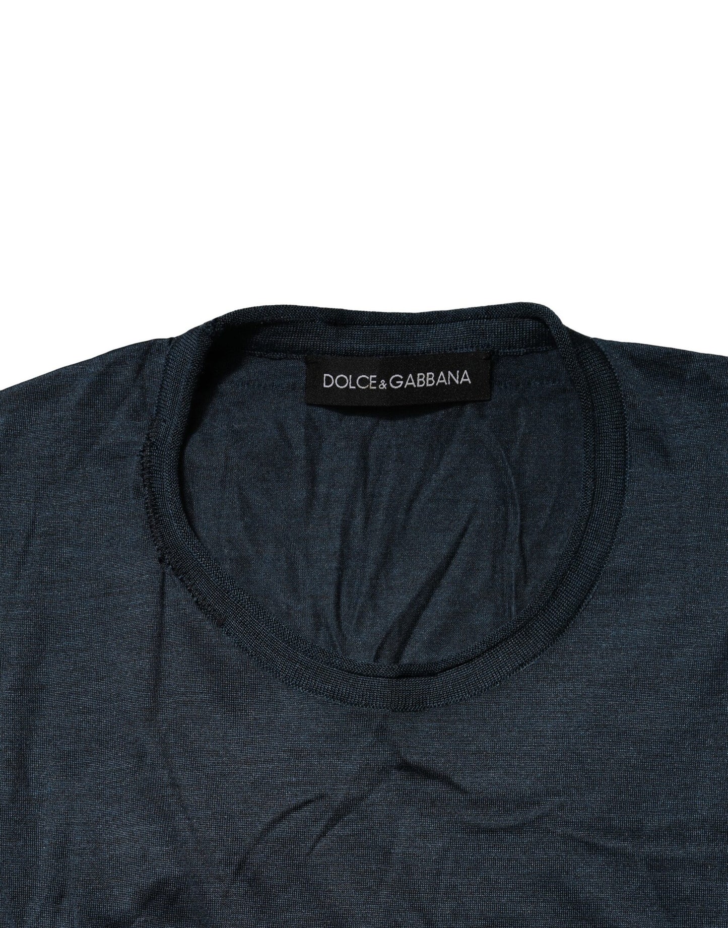 Dolce &amp; Gabbana – Blaues Herren-T-Shirt aus Seide mit Rundhalsausschnitt und kurzen Ärmeln