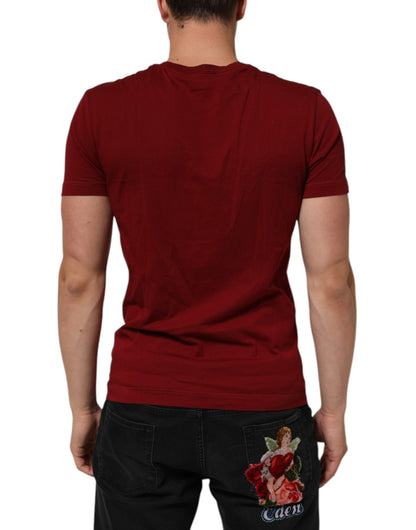 Dolce &amp; Gabbana – Kastanienbraunes T-Shirt aus Baumwolle mit Rundhalsausschnitt und kurzen Ärmeln