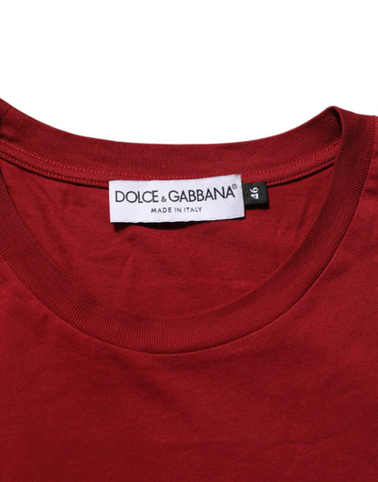Dolce &amp; Gabbana – Kastanienbraunes T-Shirt aus Baumwolle mit Rundhalsausschnitt und kurzen Ärmeln