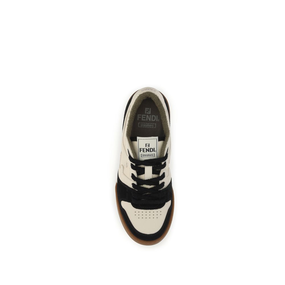 Fendi Schwarze Kalbsleder Bos Taurus Low-Top Sneaker