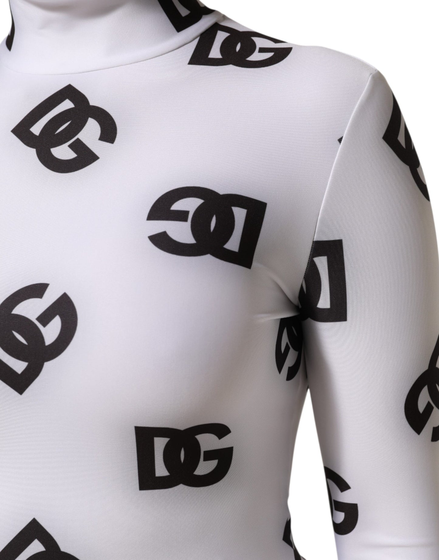 Dolce &amp; Gabbana – Langärmliges Jumpsuit-Kleid mit Logo-Monogramm in Schwarz und Weiß