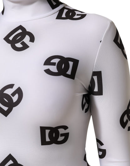 Dolce &amp; Gabbana – Langärmliges Jumpsuit-Kleid mit Logo-Monogramm in Schwarz und Weiß
