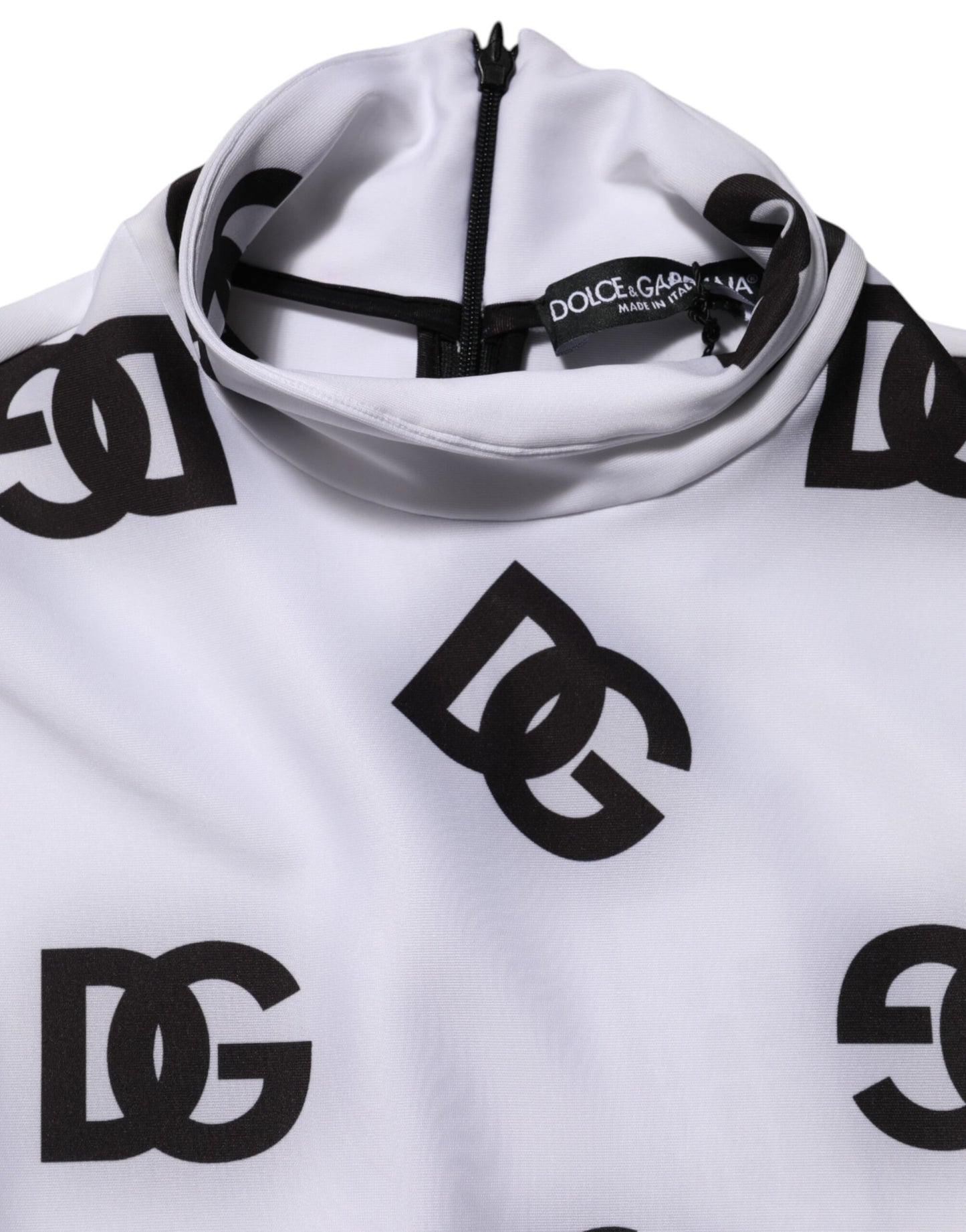 Dolce &amp; Gabbana – Langärmliges Jumpsuit-Kleid mit Logo-Monogramm in Schwarz und Weiß