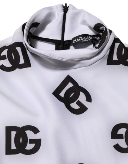 Dolce &amp; Gabbana – Langärmliges Jumpsuit-Kleid mit Logo-Monogramm in Schwarz und Weiß