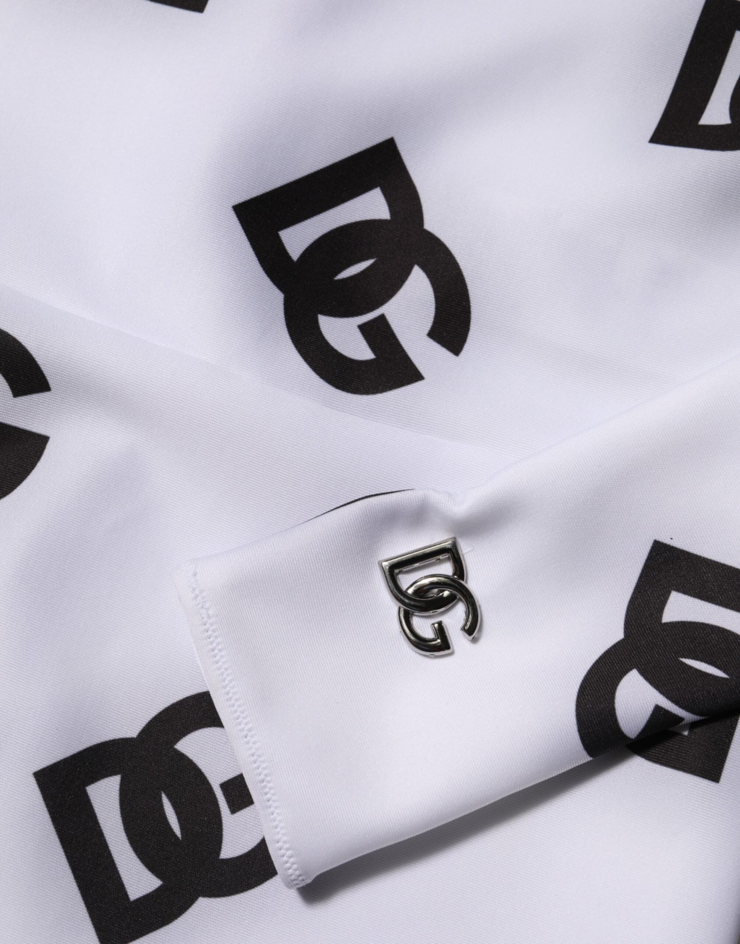 Dolce &amp; Gabbana – Langärmliges Jumpsuit-Kleid mit Logo-Monogramm in Schwarz und Weiß