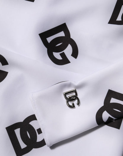 Dolce &amp; Gabbana – Langärmliges Jumpsuit-Kleid mit Logo-Monogramm in Schwarz und Weiß