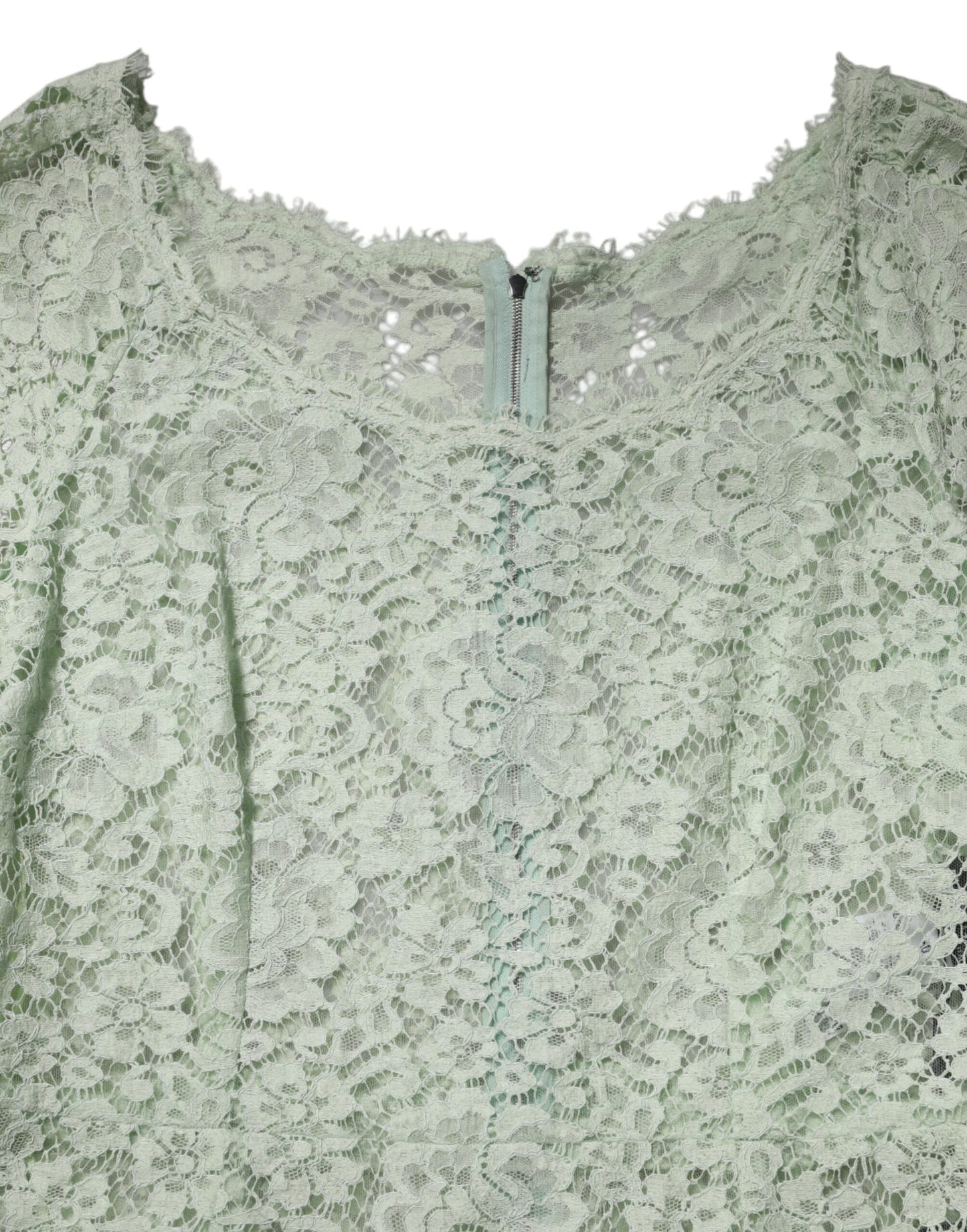 Dolce &amp; Gabbana – Mintgrünes Midikleid mit floralem Spitzenbesatz