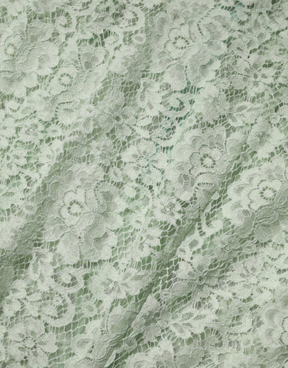 Dolce &amp; Gabbana – Mintgrünes Midikleid mit floralem Spitzenbesatz