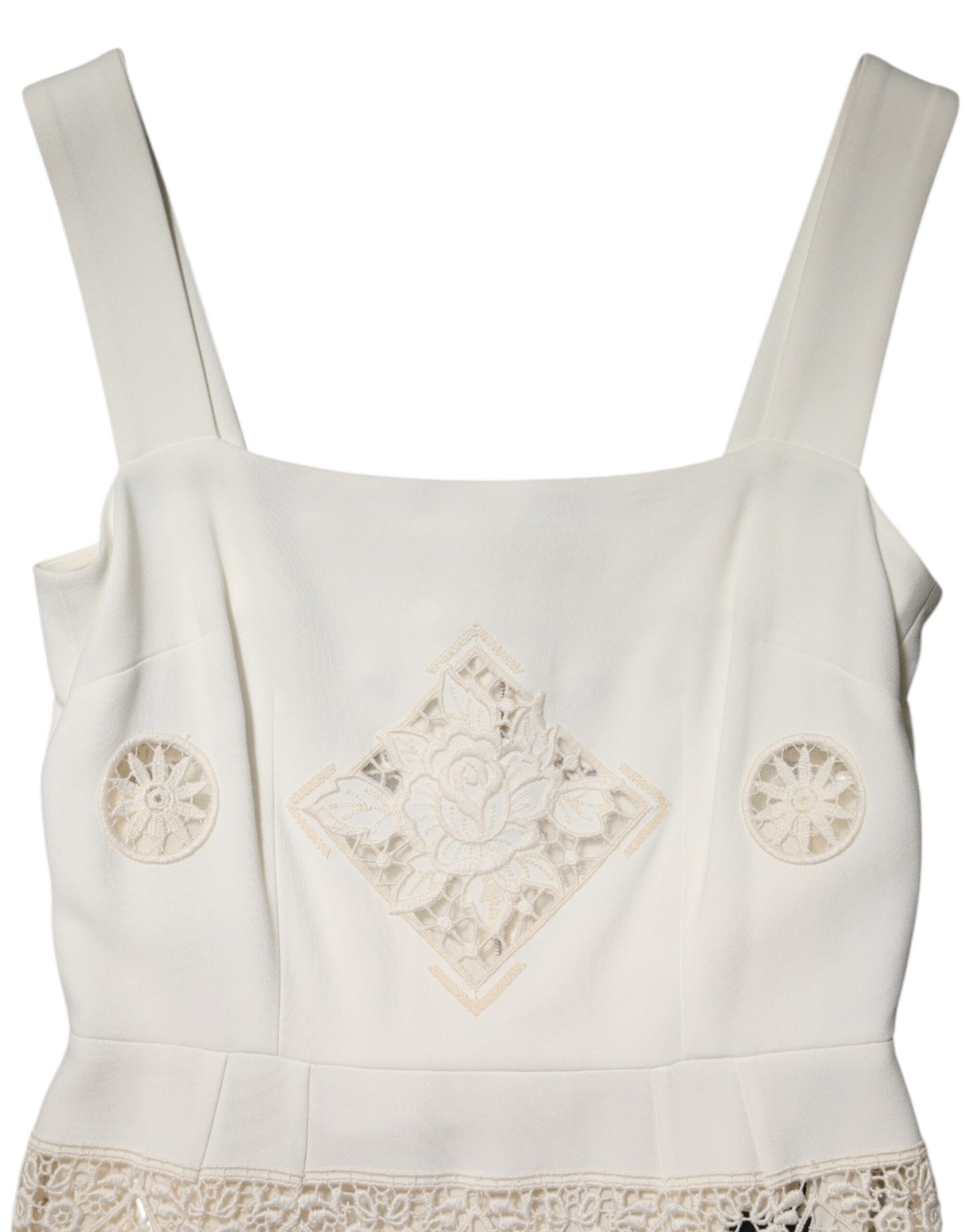 Dolce &amp; Gabbana – Ärmelloses Midikleid aus weißer Blumenspitze